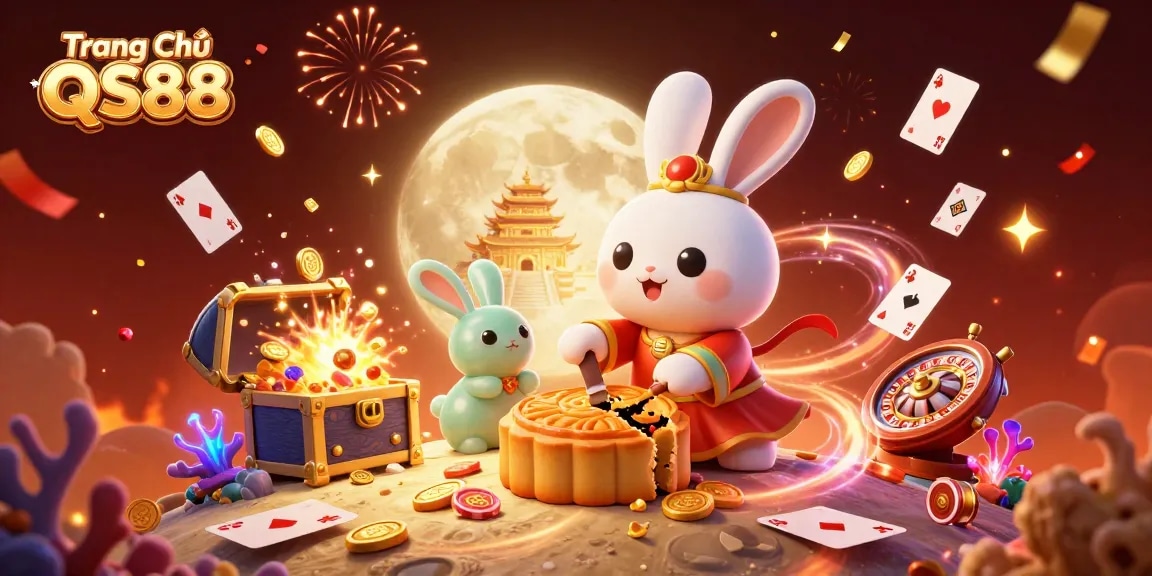 Experience the excitement of Trang Chủ QS88 with vibrant casino-themed 3D illustration showcasing thrilling gaming elements.