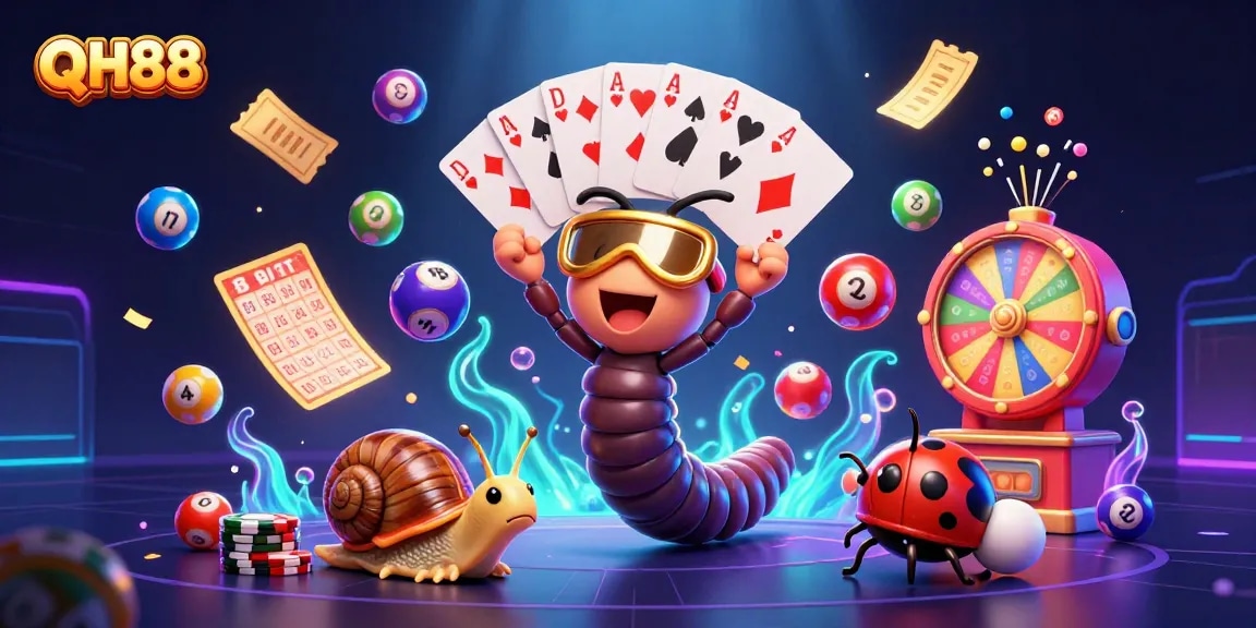 Engage in dynamic gameplay at QH88 with vibrant characters and lively casino elements.