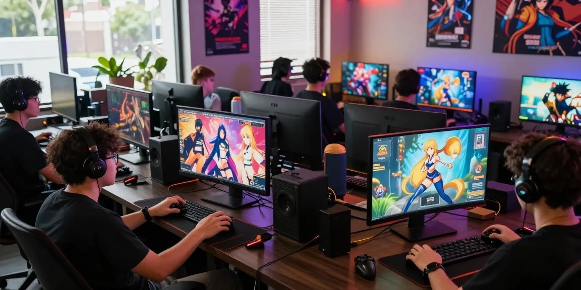 Experience real ecchi games in an immersive gaming lounge atmosphere with engaged players.