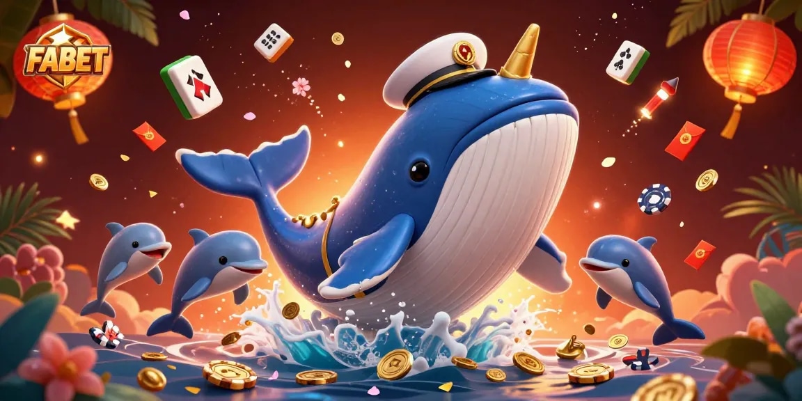Experience FABET's thrilling gameplay in a vibrant scene with cartoon sea creatures and golden coins as backdrop.
