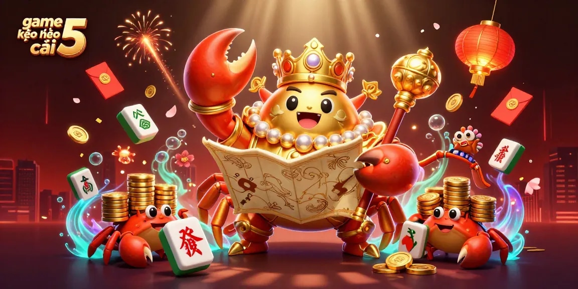 Experience the excitement of game bài kèo nhà cái 5 with golden crab emperor and vibrant casino elements.