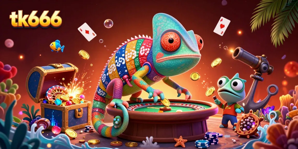 Engage in thrilling gaming with tk666 as chameleon casino owner delights in treasure and excitement.