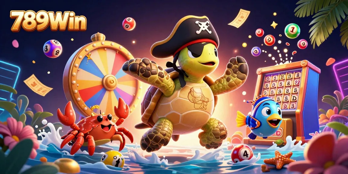 Engage with 789Win's thrilling gameplay as vibrant lottery balls and treasure accompany our unique sea creatures.