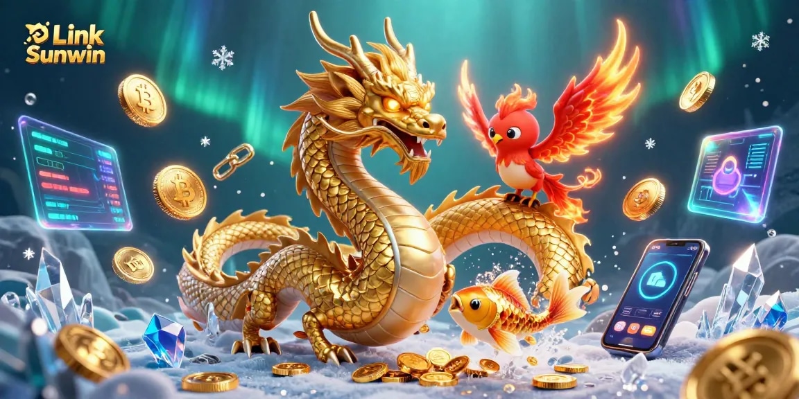 Win big with Link Sunwin in this vibrant, dynamic casino-themed illustration.