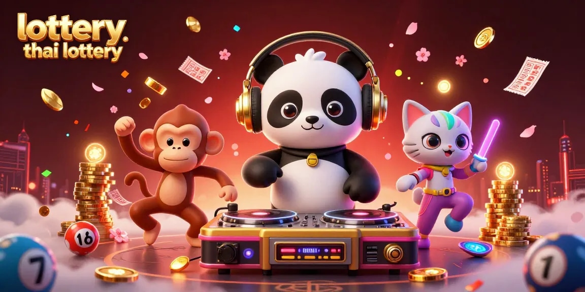 Spin and win with lottery thai lottery, featuring a vibrant 3D illustration of exciting characters and lottery elements.