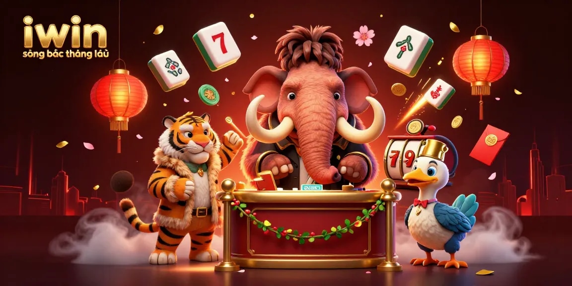 Iwin sòng bạc thượng lưu features glamorous casino characters and elements in a vibrant, dynamic setting.