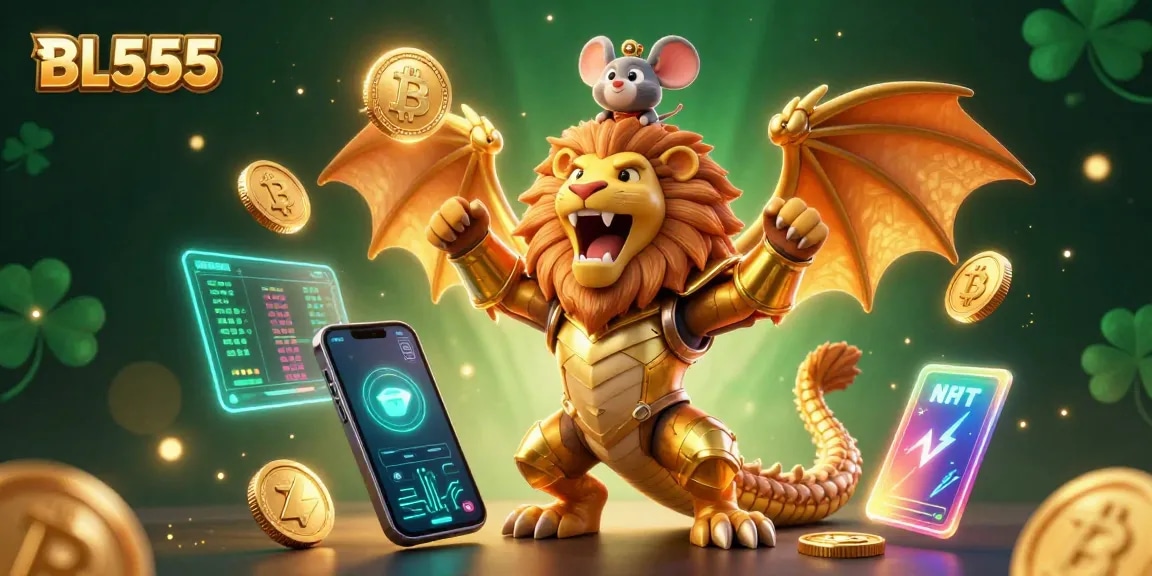 Engage in exhilarating gaming at BL555 with a majestic chimera and crypto elements.