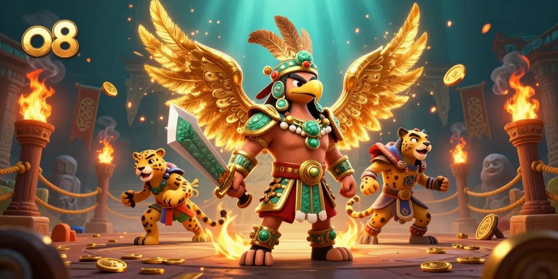 Engage with thrilling o8 gameplay as mythical warriors battle in an immersive casino arena.