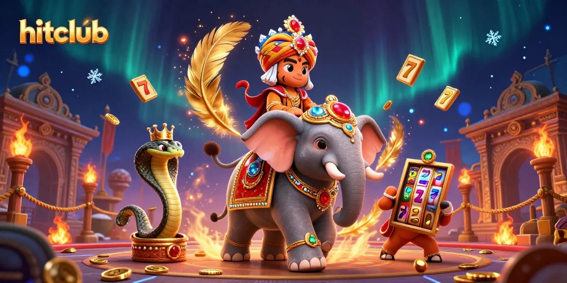 Hitclub showcases a vibrant 3D casino scene with tiger and elephant, embodying luck and excitement.