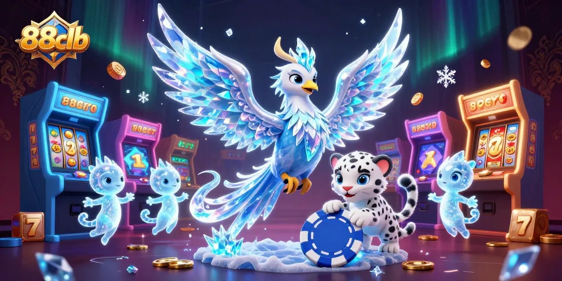 Experience thrilling wins at 88clb with a dazzling casino illustration featuring a phoenix, and poker-themed elements.