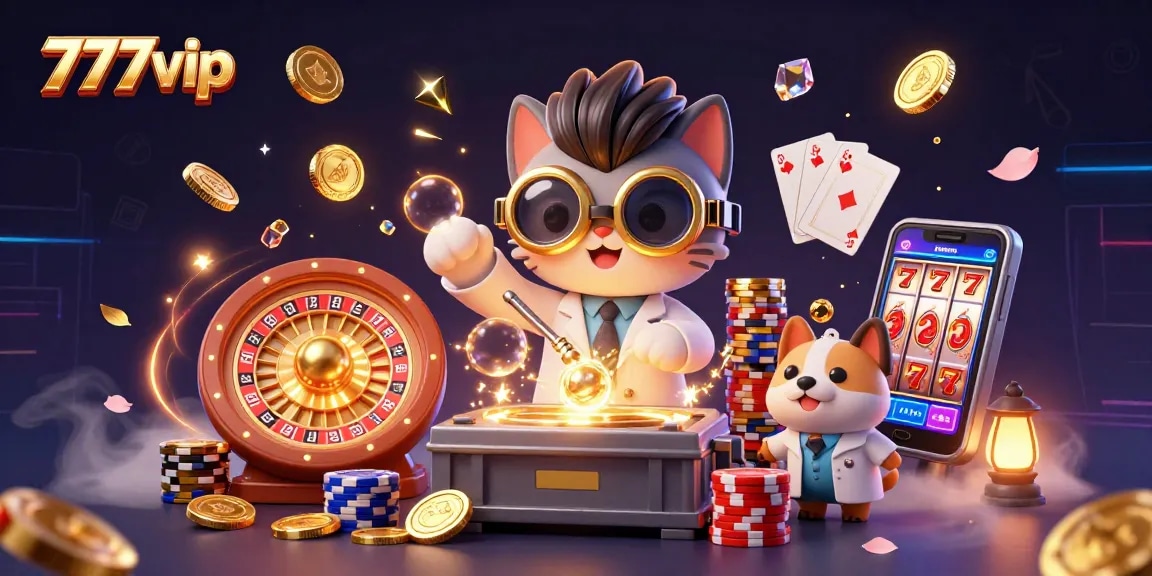 Play exciting games at 777vip with stunning visuals of cascading coins and vibrant casino elements.