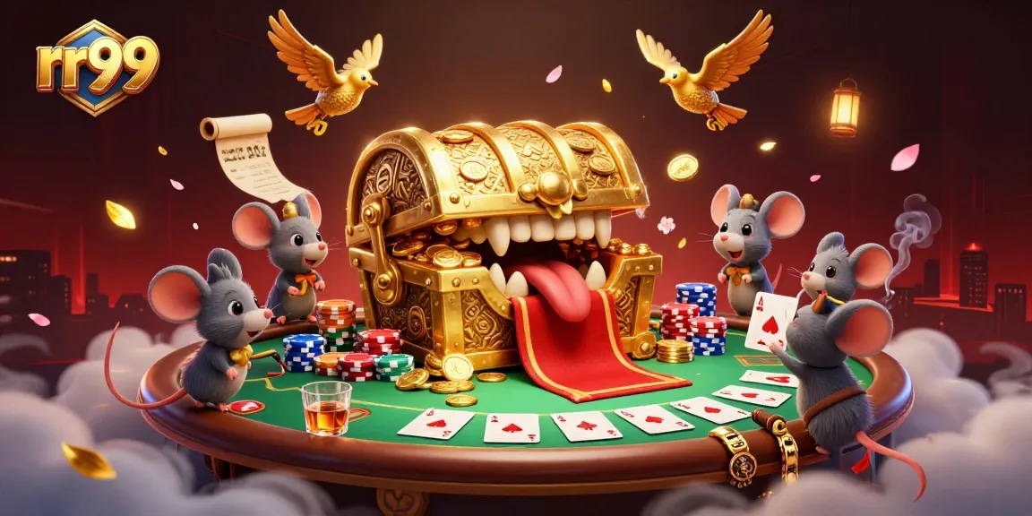 Engage with exciting games at rr99 casino featuring golden treasure, chips, and interactive elements.