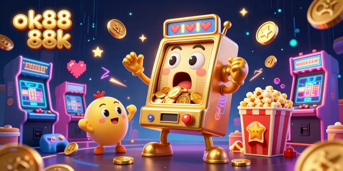ok88 88k slot machine hits jackpot with cheerful baby machines, showcasing vibrant casino gameplay.