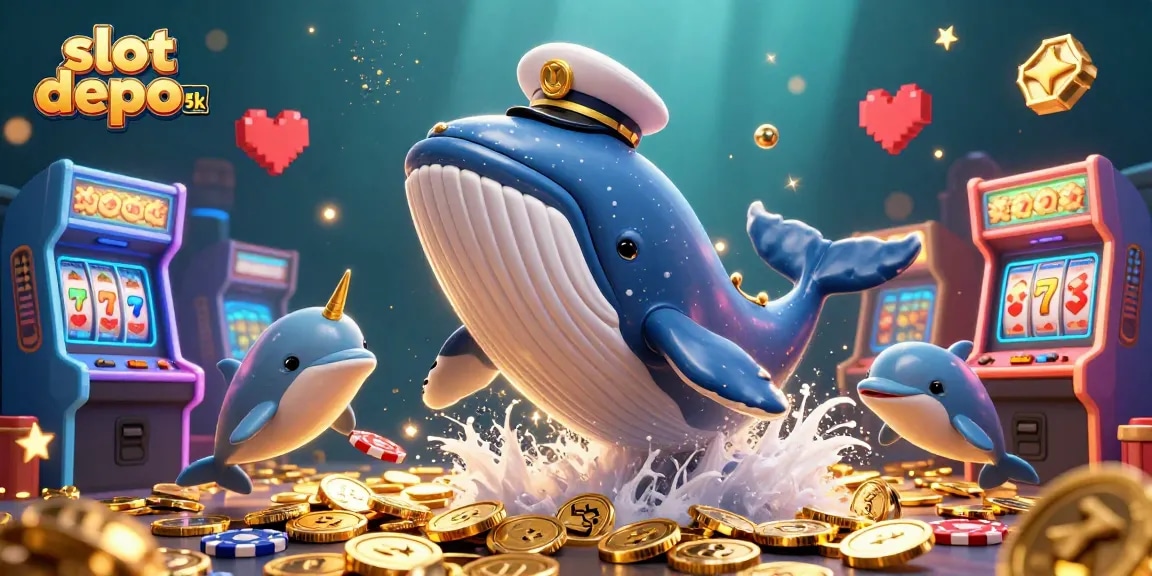 Experience excitement with slot depo 5k as playful dolphins and a whale enrich the party!