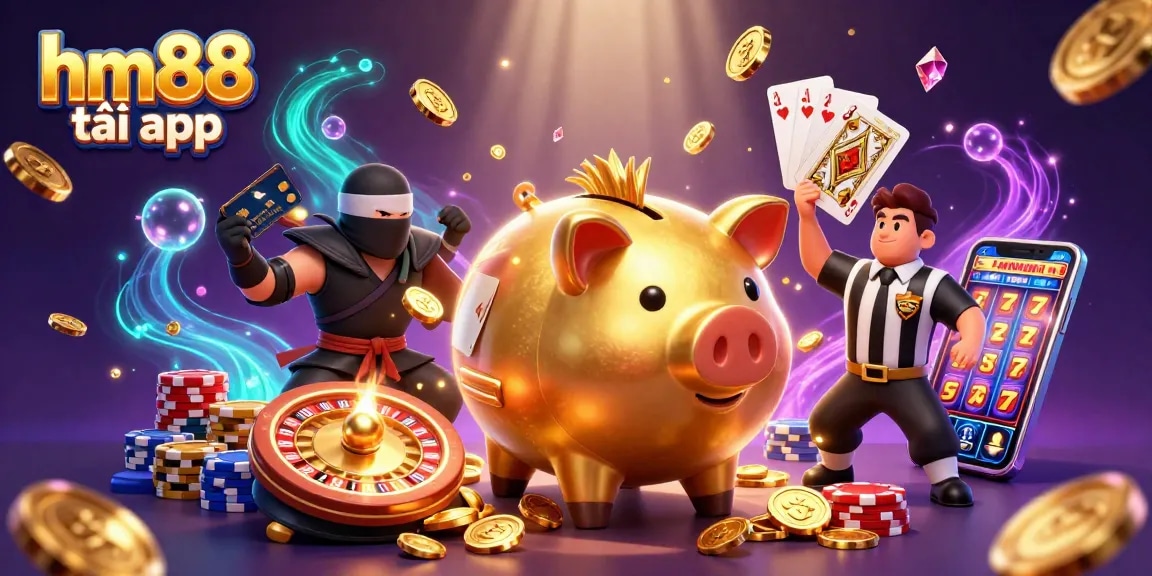 Experience thrilling gameplay and bonuses with hm88 tải app in an exciting 3D casino scene.