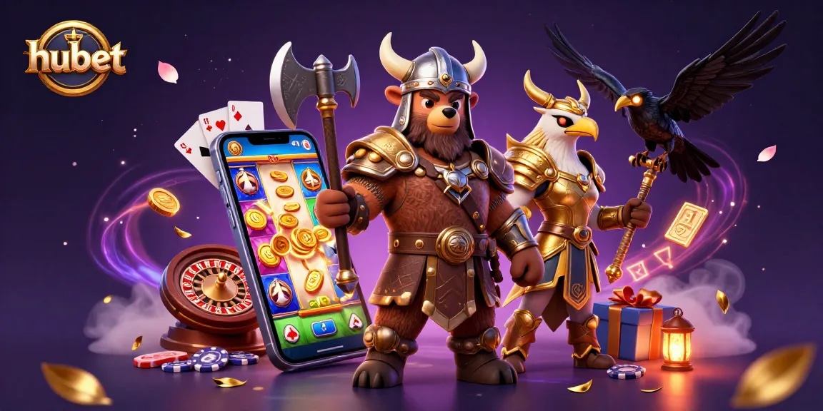 Experience winning strategies at hubet with a lively 3D illustration of characters in a vibrant casino setting.