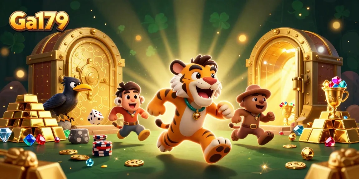 Bet and win big with Ga179 in an exciting prehistoric casino scene filled with treasures.
