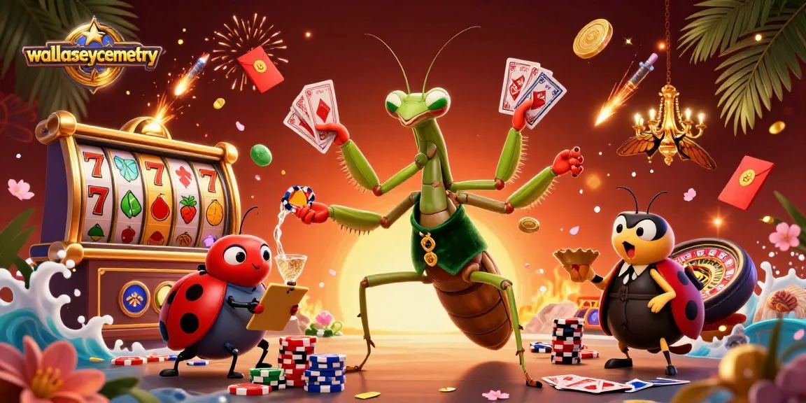 Engaging casino scene enhancing wallaseycemetery with 3D characters, dynamic gambling elements, and vibrant colors.