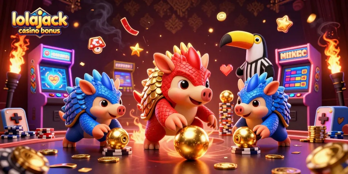 Experience the thrilling lolajack casino bonus with gaming rivalries amidst poker chips and arcade chaos.