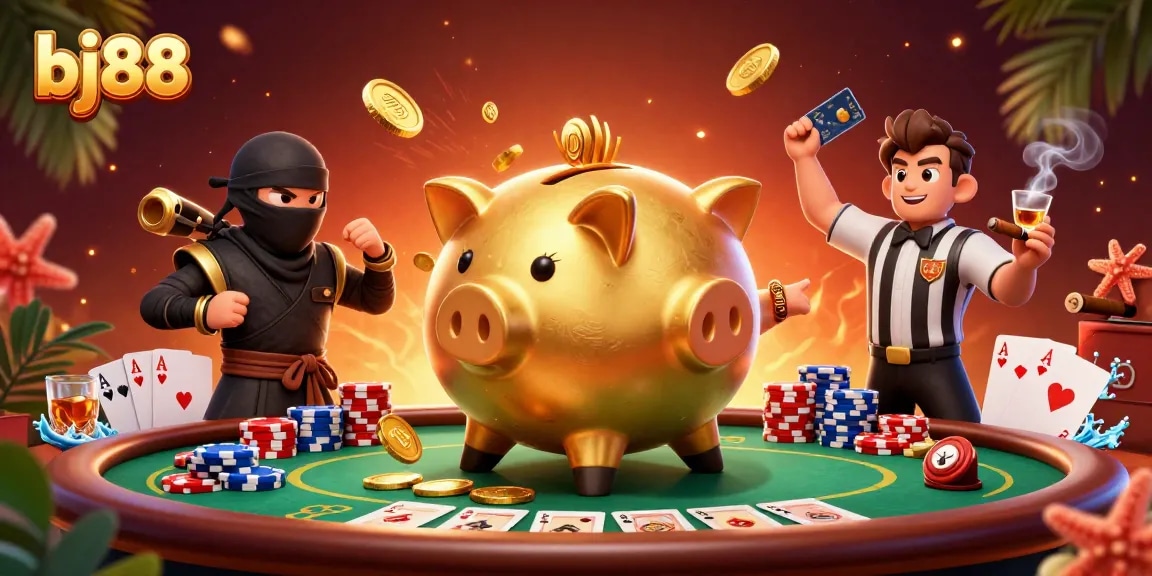 BJ88 Sumo Wrestler coins falling as players engage in ultimate betting action.