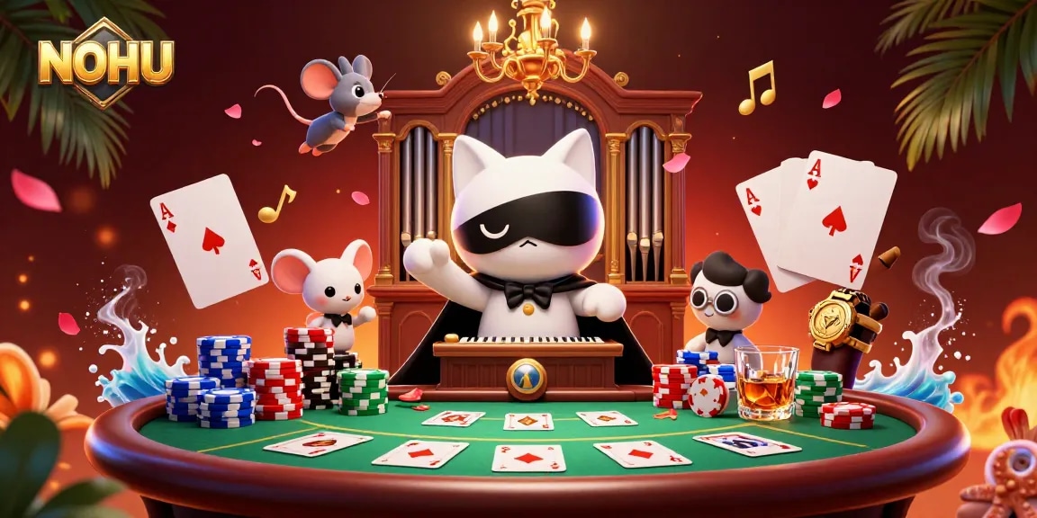 Experience NOHU's vibrant casino atmosphere with lively characters and captivating gaming elements.