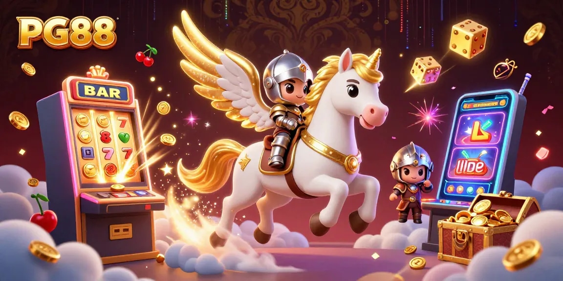 Experience thrilling wins with PG88 as a cartoon knight and celestial horse conquer vibrant slot games and jackpots.