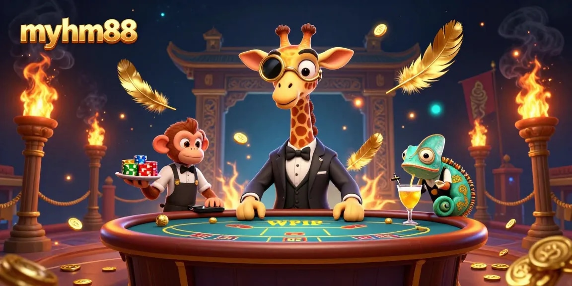 Experience thrilling gameplay at myhm88 with vibrant casino illustrations showcasing excitement and luxury.