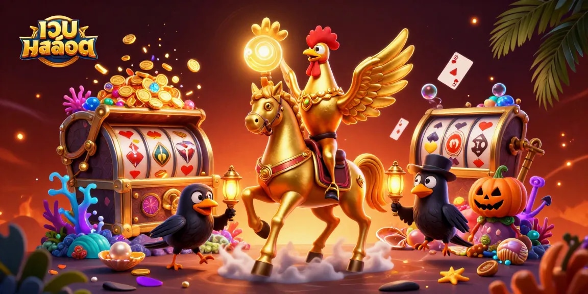 Spin the slot machines at เว็บสล็อต with dazzling golden elements and lively characters.