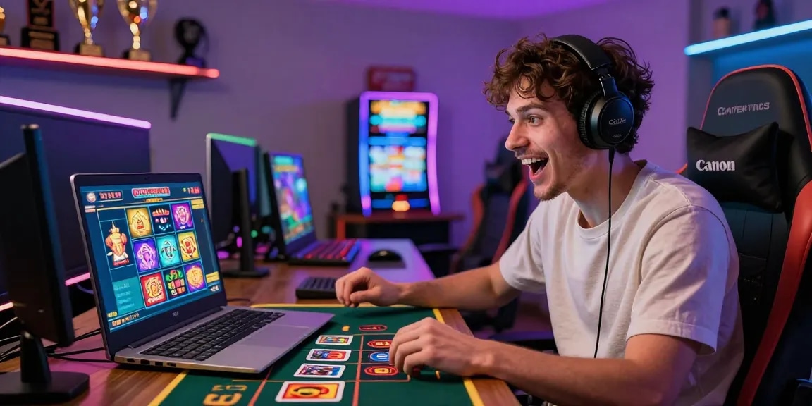 Engaged player enjoying BL555 online gambling experience with vibrant gaming options and modern atmosphere.
