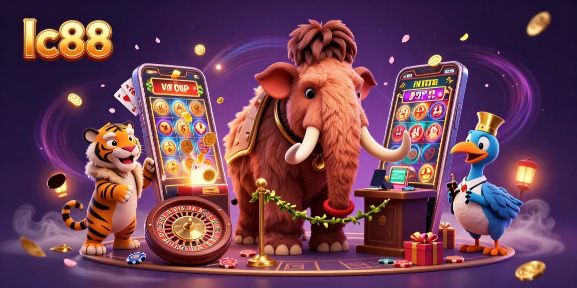 Experience the thrill of lc88 with a vibrant casino scene featuring unique characters and exciting gaming elements.