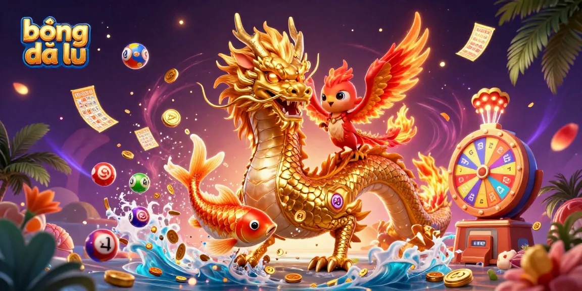 Experience the excitement of bóng đá lu as a golden dragon and phoenix soar through dynamic elements of gaming.