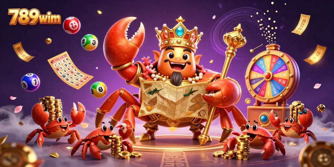 Play thrilling games at 789wim with the vibrant golden crab emperor and exciting colorful elements.