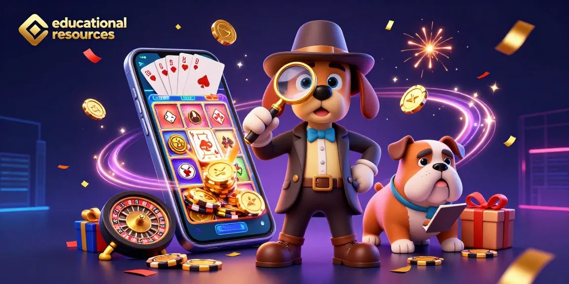Engage with educational resources showcasing detectives inspecting poker clues in a vibrant casino scene.
