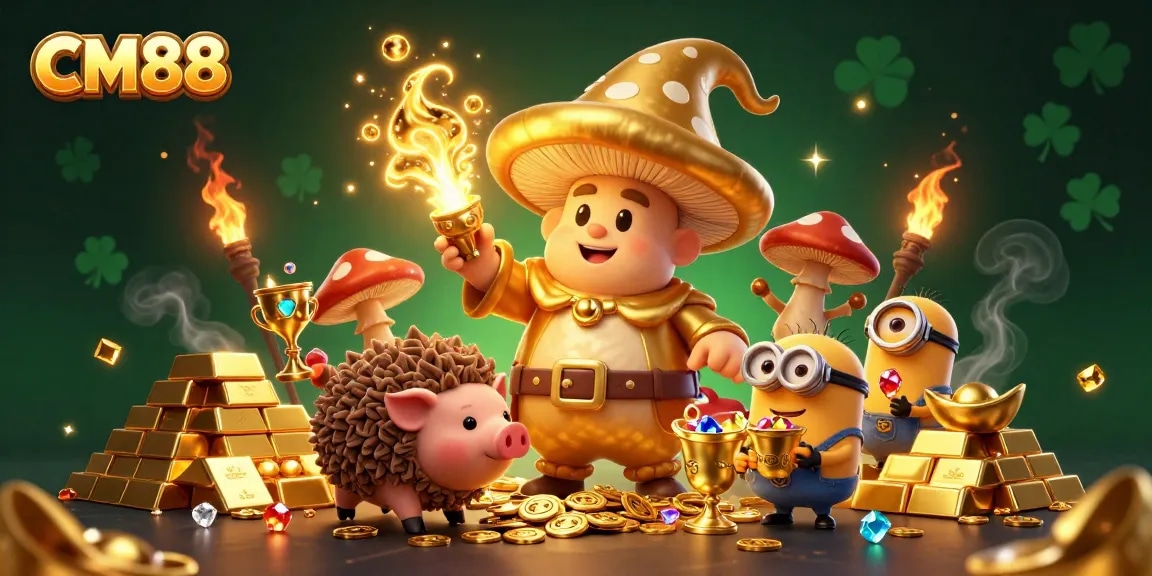 Experience the thrill of CM88, featuring a treasure-filled 3D casino realm bursting with gold and gems.