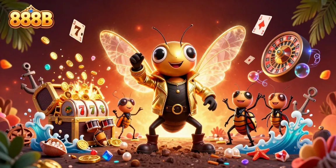 Experience thrilling wins at 888B with vibrant slot game visuals and energetic characters.