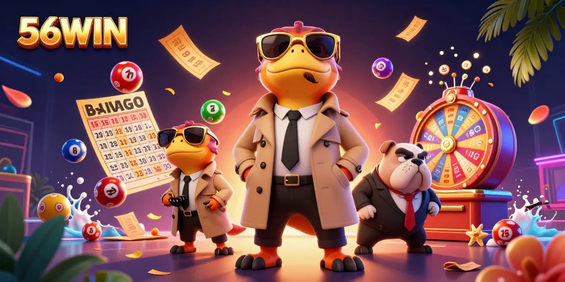 Experience 56WIN's thrilling casino vibe as cartoon raptors charm their way into VIP areas.