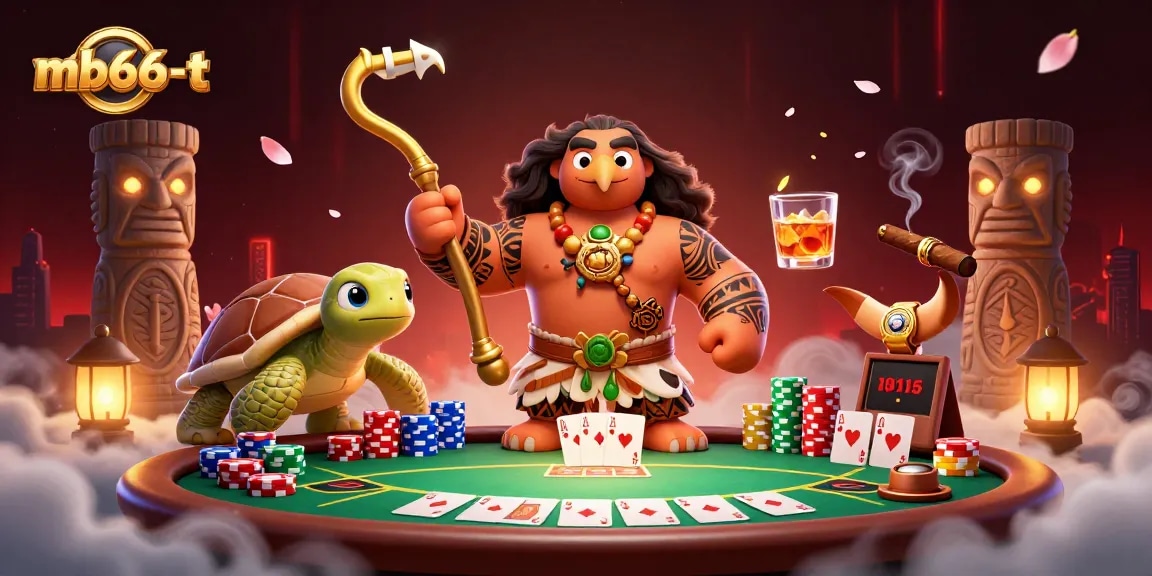 Engage in thrilling gameplay at mb66-t with a vibrant 3D illustration featuring poker action.