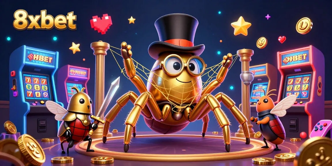 Engage with thrilling gameplay at 8xbet as a golden tarantula weaves excitement in a dynamic casino.