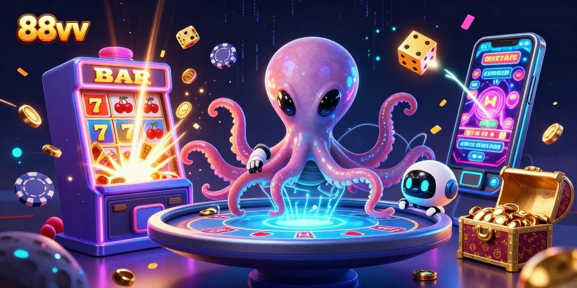 Experience the thrilling 88vv casino world with vibrant characters in an immersive 3D scene.
