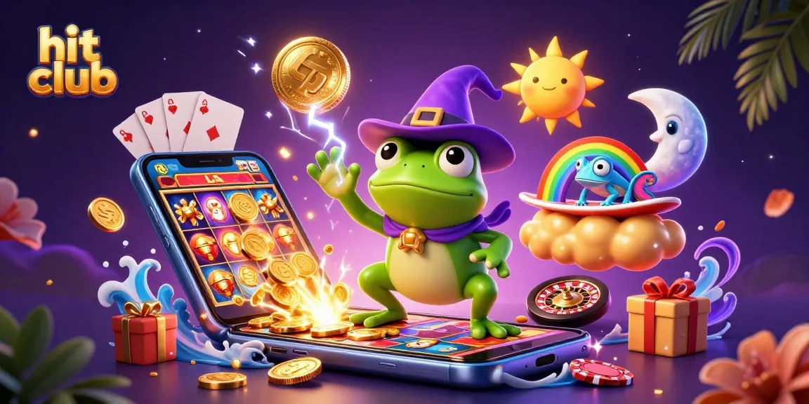 Experience the hit club with golden coins, vibrant slots, and lively gaming elements in this dynamic casino scene.