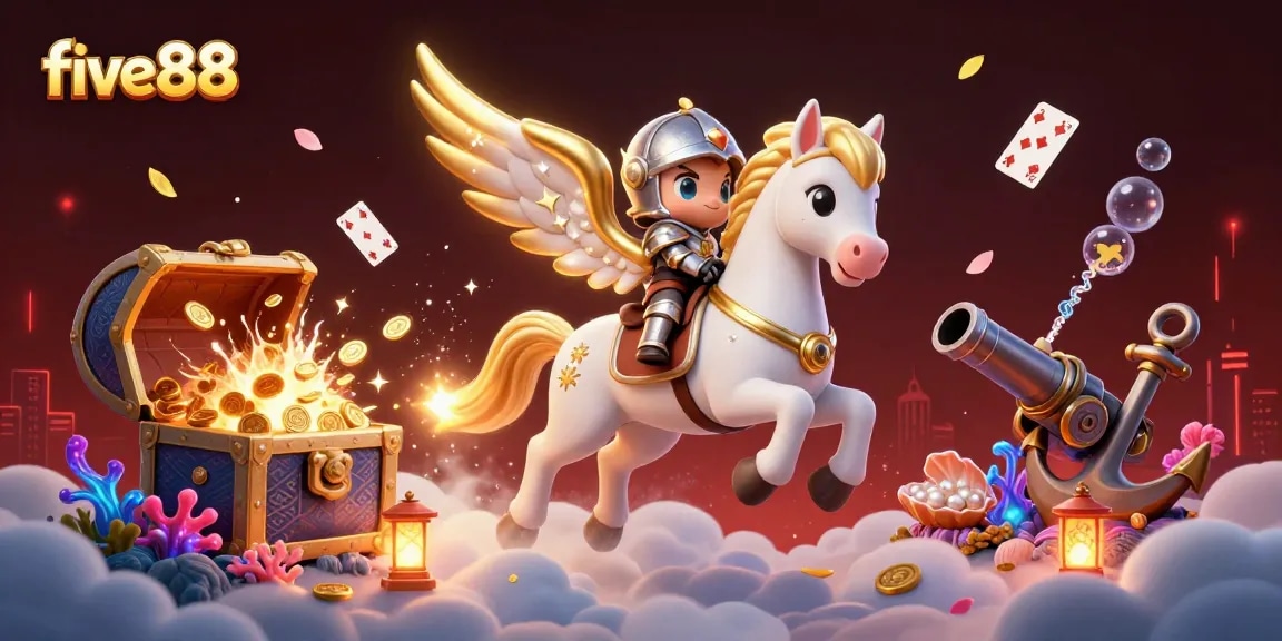 Experience the thrill of five88 with vibrant treasures and characters in a dynamic casino atmosphere.