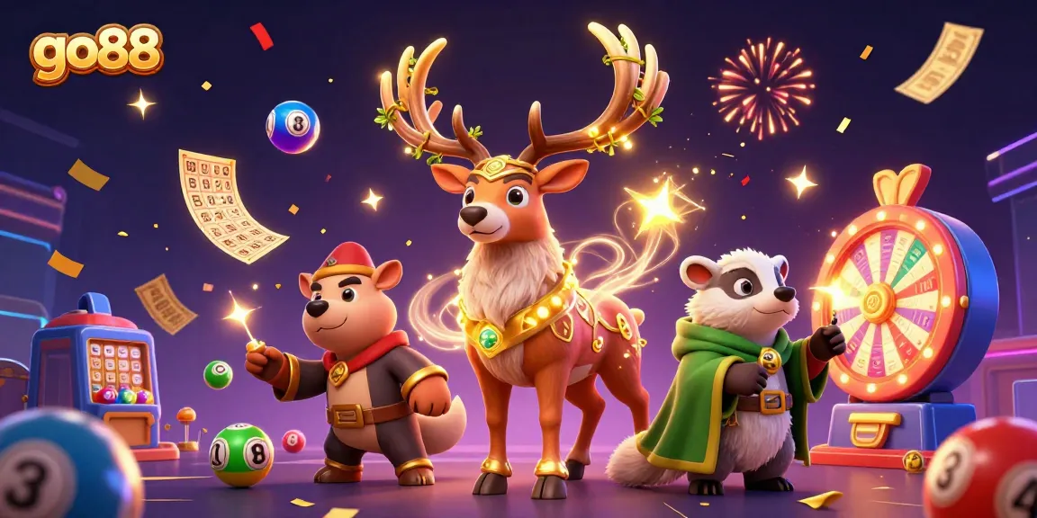 Go88 featuring vibrant lottery balls and celebrations in an exciting gaming atmosphere.