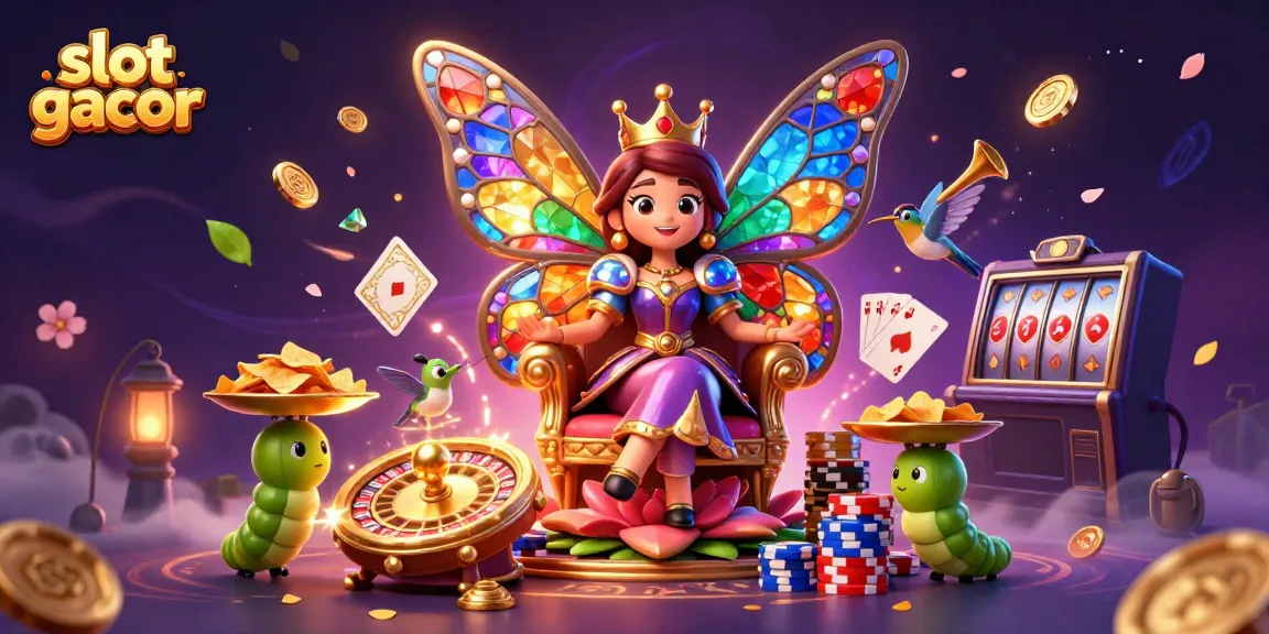 Engage with slot gacor through vibrant 3D illustration showcasing jackpot-rich gameplay elements around animated characters.