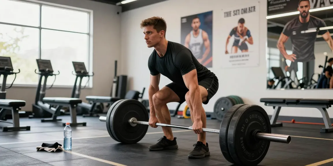 Steroidshop Fitness-Training mit Bodybuilder, der Gewichte hebt für Muskelaufbau