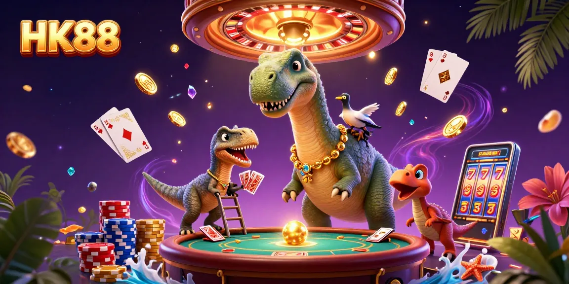 Experience the thrilling HK88 casino scene with playful characters and vibrant games.