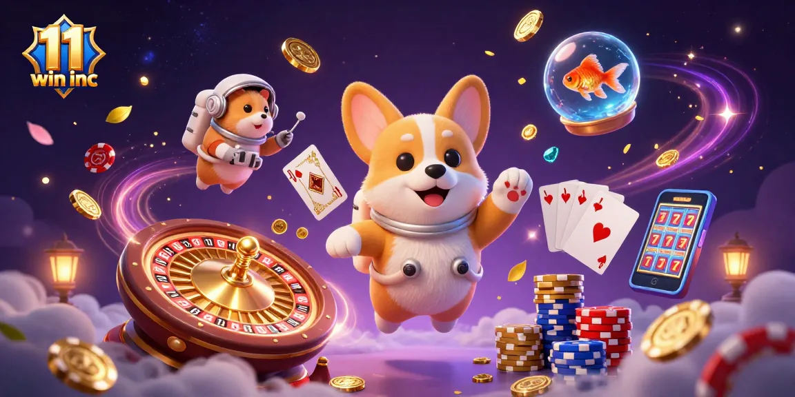Join the excitement of 11 win inc with thrilling casino elements and characters in space!