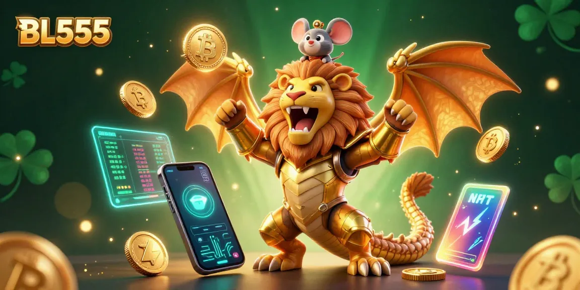 Engage in exhilarating gaming at BL555 with a majestic chimera and crypto elements.