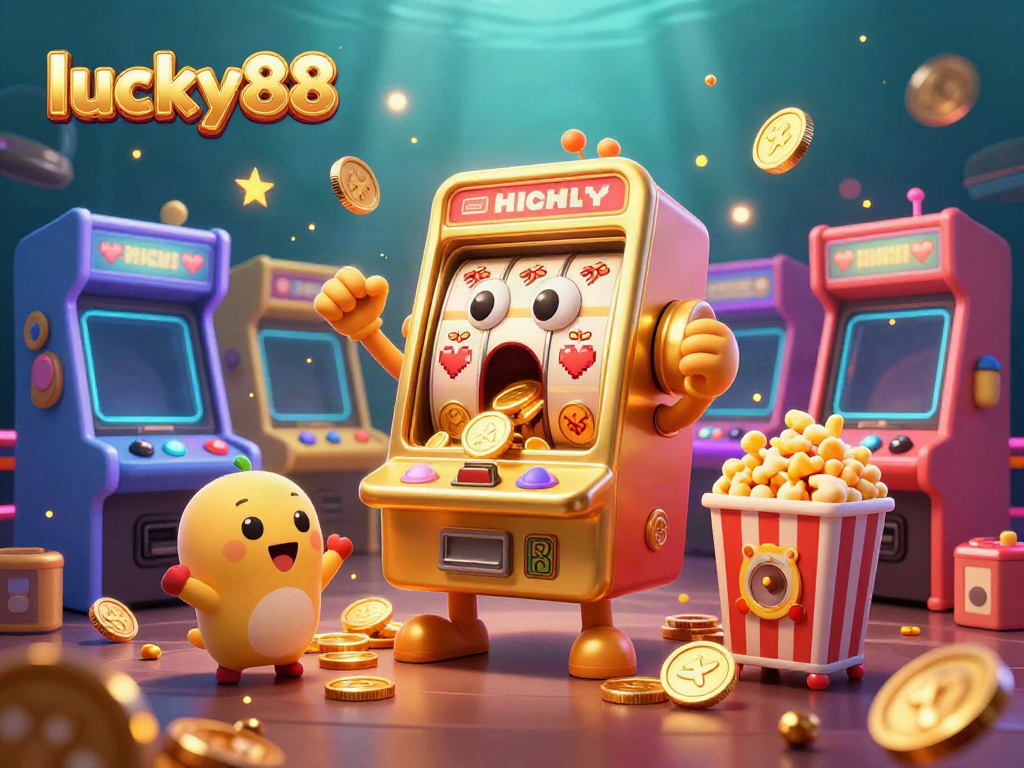 Experience excitement with lucky88 as a golden slot machine hits a jackpot filled with shimmering coins.