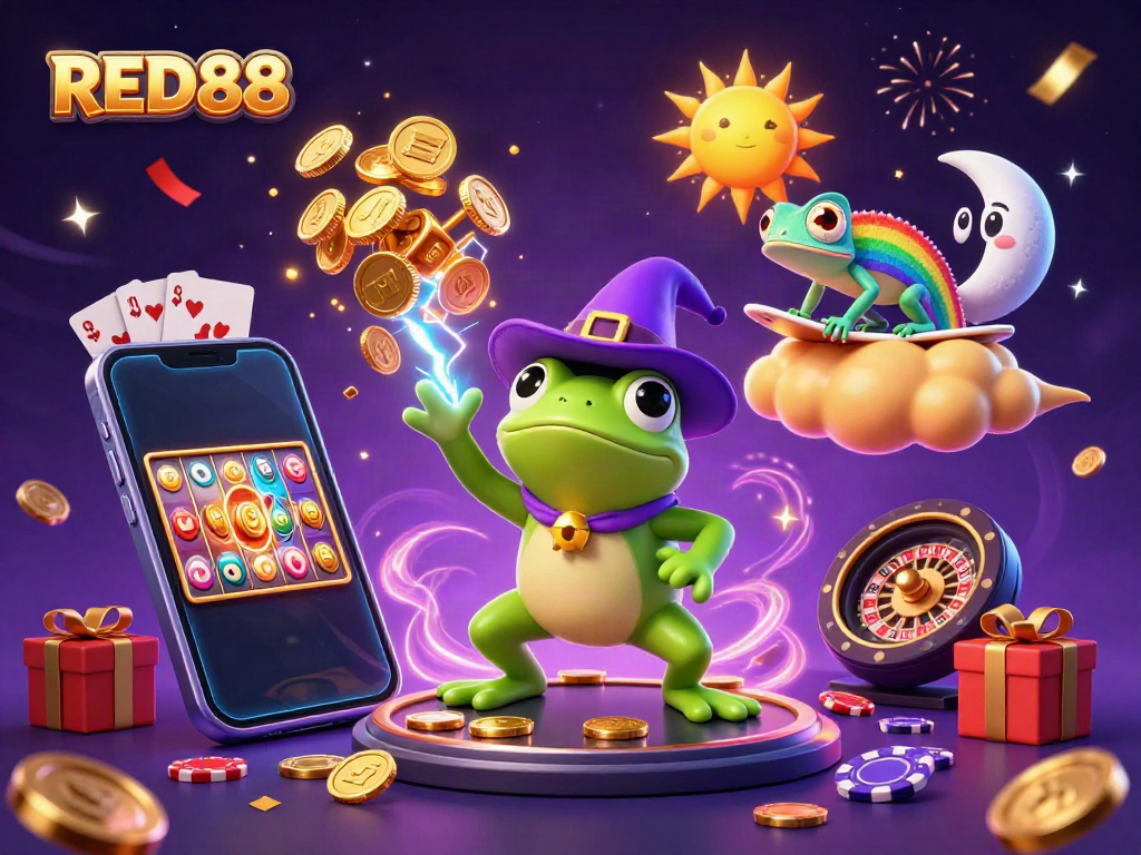 Experience thrilling gameplay with RED88's vibrant characters and exciting casino elements.