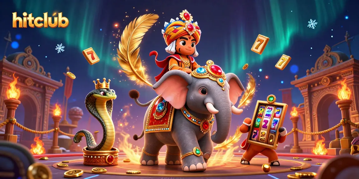 Hitclub showcases a vibrant 3D casino scene with tiger and elephant, embodying luck and excitement.